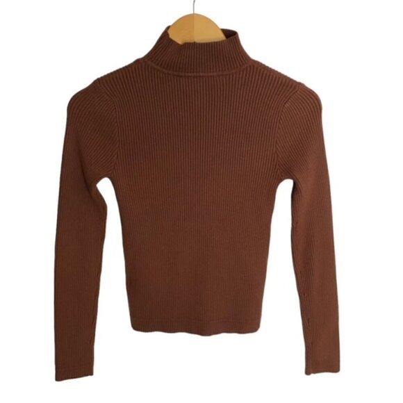 NWT ASTR The Label Brown Ribbed Cutout Cropped Top Small - Picture 3 of 3